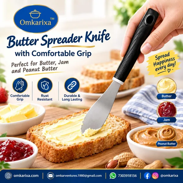 OMKARIXA_Stainless_Steel_Butter_Spreader_Knife_with_Comfortable_Grip,_Rust_Resistant_Butter_Knife_for_Butter,_Jam,_Peanut_Butter_&_Spreads