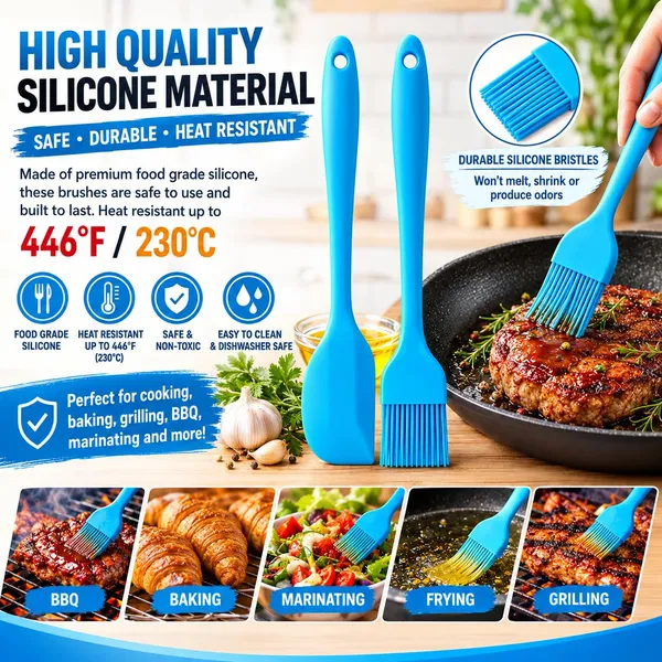 OMKARIXA_Silicone_Basting_Brush_and_Spatula_Set,_Food_Grade_BPA_Free_Heat_Resistant_Kitchen_Brush_for_Butter,_Oil,_BBQ,_Baking_&_Pastry_with_Flexible_Silicone_Scraper,_Easy_to_Clean,_2_Pieces_Combo_(Blue)