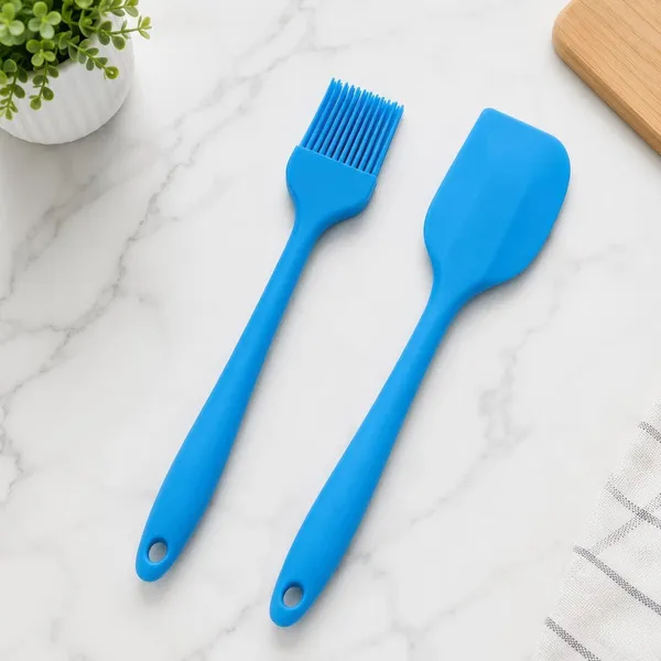 OMKARIXA_Silicone_Basting_Brush_and_Spatula_Set,_Food_Grade_BPA_Free_Heat_Resistant_Kitchen_Brush_for_Butter,_Oil,_BBQ,_Baking_&_Pastry_with_Flexible_Silicone_Scraper,_Easy_to_Clean,_2_Pieces_Combo_(Blue)