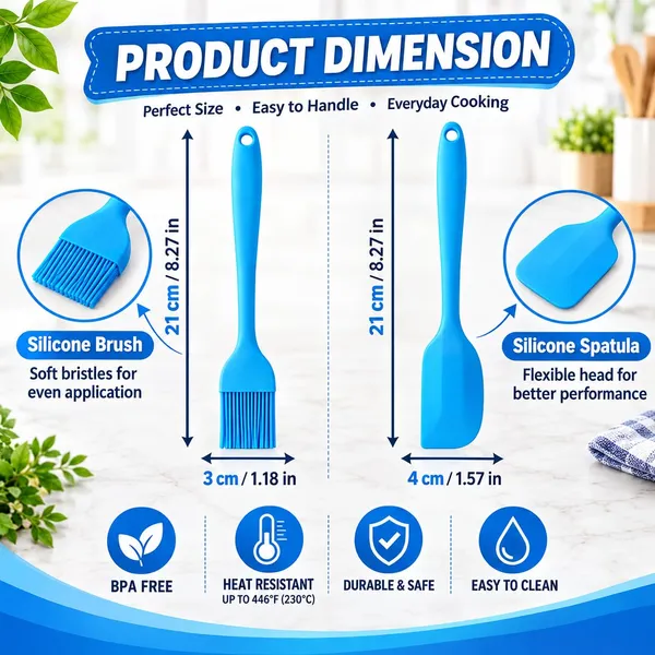 OMKARIXA_Silicone_Basting_Brush_and_Spatula_Set,_Food_Grade_BPA_Free_Heat_Resistant_Kitchen_Brush_for_Butter,_Oil,_BBQ,_Baking_&_Pastry_with_Flexible_Silicone_Scraper,_Easy_to_Clean,_2_Pieces_Combo_(Blue)