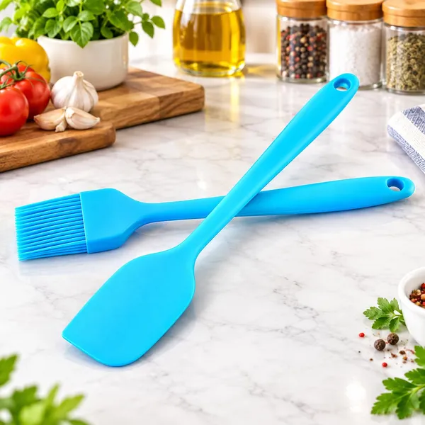 OMKARIXA_Silicone_Basting_Brush_and_Spatula_Set,_Food_Grade_BPA_Free_Heat_Resistant_Kitchen_Brush_for_Butter,_Oil,_BBQ,_Baking_&_Pastry_with_Flexible_Silicone_Scraper,_Easy_to_Clean,_2_Pieces_Combo_(Blue)