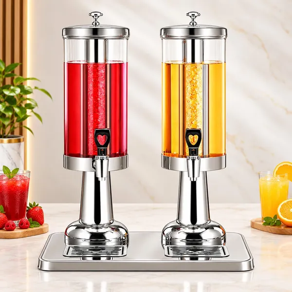 OMKARIXA_SS_Juice_Dispenser_3L+3L_Double_Tank,_Commercial_Beverage_Dispenser_with_Heavy_Bottom_Horn_Base_&_SS_Top_Jaali,_Stainless_Steel_Drink_Dispenser_for_Hotel,_Restaurant,_Buffet_&_Catering