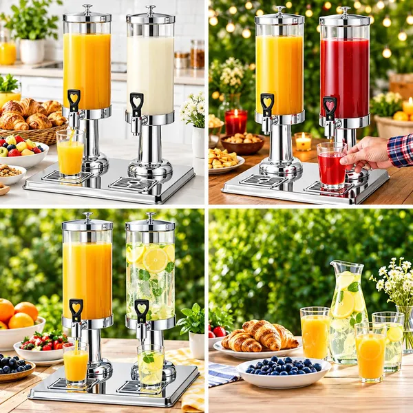 OMKARIXA_SS_Juice_Dispenser_3L+3L_Double_Tank,_Commercial_Beverage_Dispenser_with_Heavy_Bottom_Horn_Base_&_SS_Top_Jaali,_Stainless_Steel_Drink_Dispenser_for_Hotel,_Restaurant,_Buffet_&_Catering