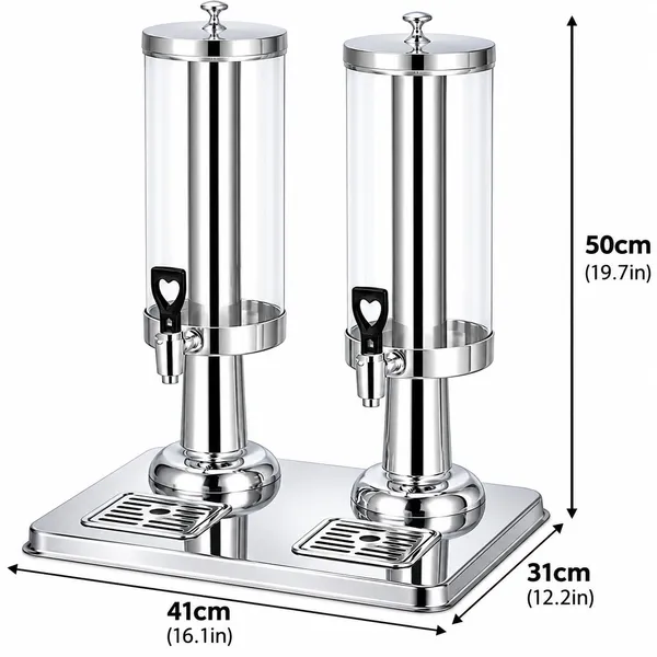 OMKARIXA_SS_Juice_Dispenser_3L+3L_Double_Tank,_Commercial_Beverage_Dispenser_with_Heavy_Bottom_Horn_Base_&_SS_Top_Jaali,_Stainless_Steel_Drink_Dispenser_for_Hotel,_Restaurant,_Buffet_&_Catering