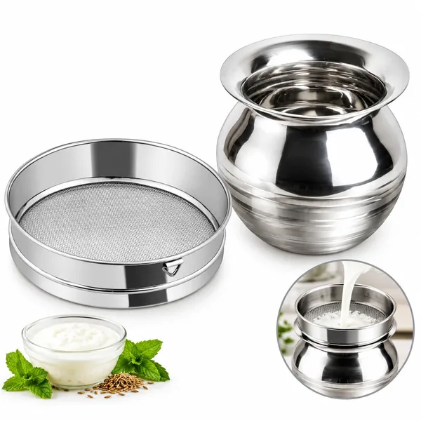 OMKARIXA_Stainless_Steel_Atta_Chalni_&_Kalash_Set_of_1,_Size_No._8,_250-300_ML_Approx,_Silver,_Pooja_&_Karwa_Chauth_Ritual_Use