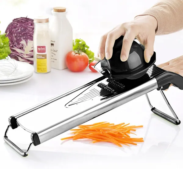 OMKARIXA_5-in-1_Adjustable_Mandoline_Slicer,_Stainless_Steel_V-Blade_Vegetable_Cutter,_Julienne_&_Potato_Onion_Slicer_with_Cut-Resistant_Gloves_and_Cleaning_Brush