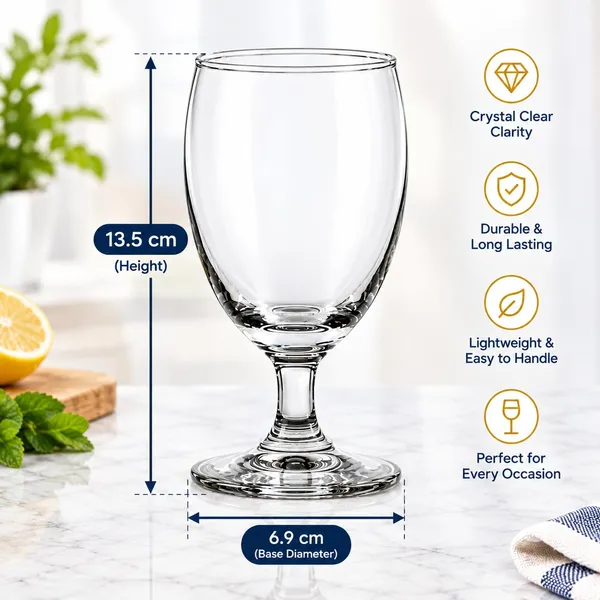 OMKARIXA_Polycarbonate_Water_Goblet_Set_of_6,_Clear_Rebreakable_Drinking_Glasses,_Lightweight_Stemmed_Glassware_for_Indoor_&_Outdoor_Use,_Party,_Restaurant_&_Home_Serving