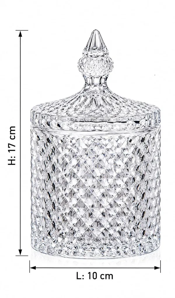 OMKARIXA_Glass_Candy_Jar_with_Lid,_Crystal_Pop_Decorative_Storage_Container_for_Candy,_Cookies,_Chocolates,_Dry_Fruits_&_Jewellery,_Clear_Glass_Table_Décor