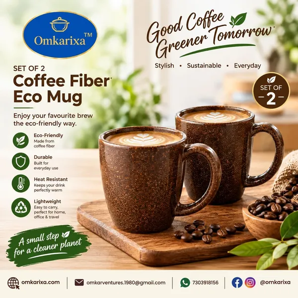 OMKARIXA_Coffee_Husk_Fibre_Mug_Set_of_2,_300_ml_Lightweight_Reusable_Coffee_Mugs_with_Polymer-Resin_Composite,_Tea,_Coffee_&_Milk_Cups_for_Home_and_Office_Use