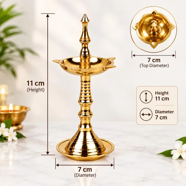 OMKARIXA_Brass_Pooja_Deep_Set_of_2,_Traditional_Brass_Diya_for_Pooja,_Aarti,_Home_Temple_&_Diwali_Decoration