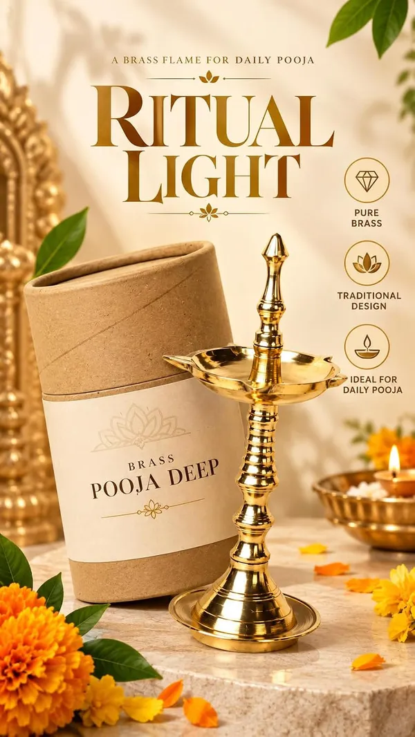 OMKARIXA_Brass_Pooja_Deep_Set_of_2,_Traditional_Brass_Diya_for_Pooja,_Aarti,_Home_Temple_&_Diwali_Decoration