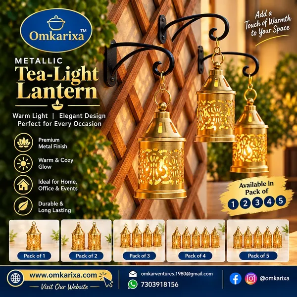 OMKARIXA_Compact_Metallic_Tea-Light_Lantern,_Decorative_Candle_Holder_for_Home,_Table,_Balcony,_Diwali,_Festive_&_Party_Décor