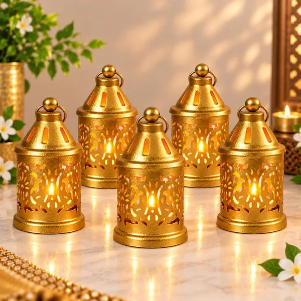 OMKARIXA_Compact_Metallic_Tea-Light_Lantern,_Decorative_Candle_Holder_for_Home,_Table,_Balcony,_Diwali,_Festive_&_Party_Décor