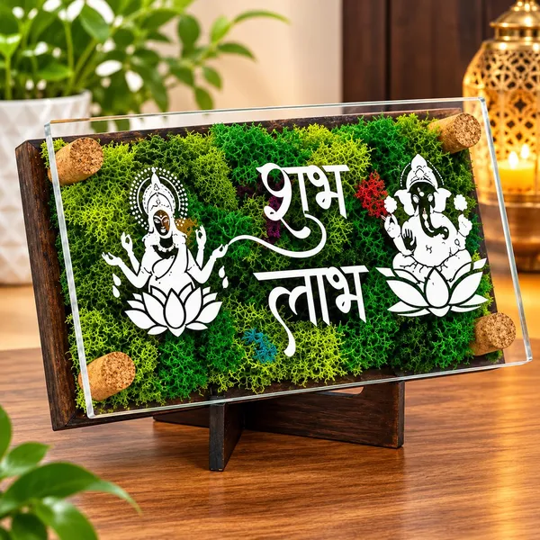 OMKARIXA_Laxmi_Ganesh_Shubh_Labh_Frame,_4_�_8_Inch,_MDF_Frame_with_Clear_Acrylic_Cover,_Religious_D�cor_for_Home_&_Office,_Prosperity_&_Blessings_Gift