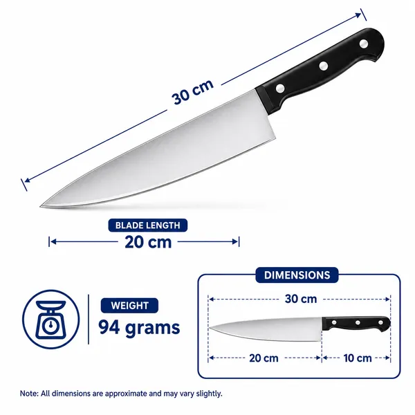 OMKARIXA_8_Inch_Stainless_Steel_Chef_Knife_|_Extremely_Sharp_Heavy_Duty_Kitchen_Knife_for_Cutting,_Chopping_&_Slicing_|_Professional_Cooking_Knife_|_Pack_of_1