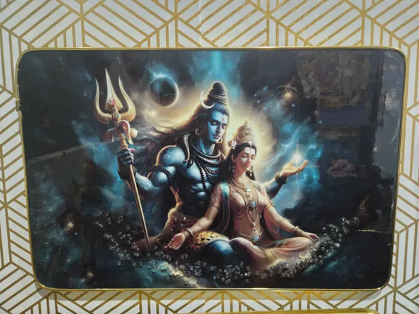 Divine_Shiva_Parvati_Cosmic_Artwork_Decorative_Frame_With_Golden_Border