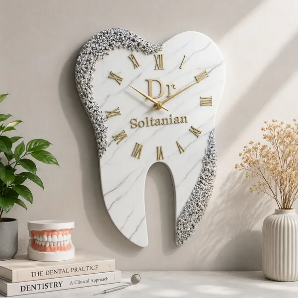 Decorative_Dr._Tooth-Shaped_Wall_Clock_With_Silver_Glitter_Border