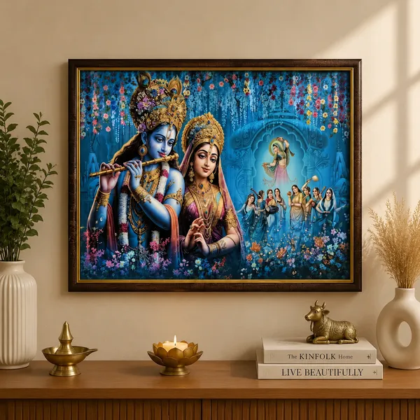 Radha_Krishna_Framed_Wall_Art_-_Divine_Couple_Under_Tree_With_Devotees