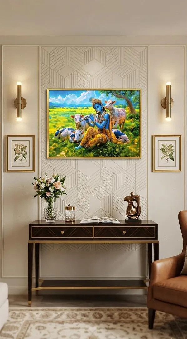 Lord_Krishna_With_Nature_Wall_Decor_Frame