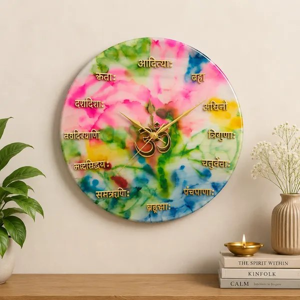 Colorful_Alcoholic_Ink_Wall_Clock_With_Vaidic_Names