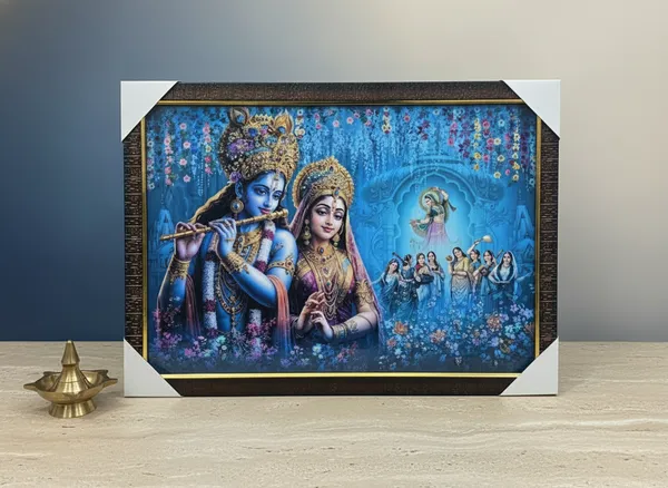 Radha_Krishna_Framed_Wall_Art_-_Divine_Couple_Under_Tree_With_Devotees