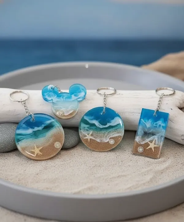 Resin_Ocean_Beach_Keychains_With_Starfish_And_Shells