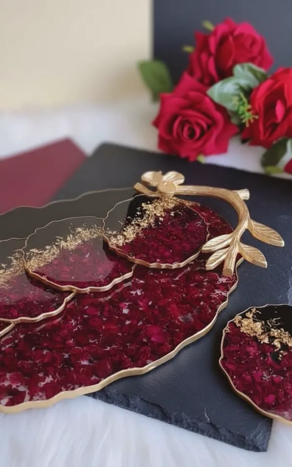 Elegant_Resin_Serving_Tray_And_Coaster_With_Gold-Tone_Handles