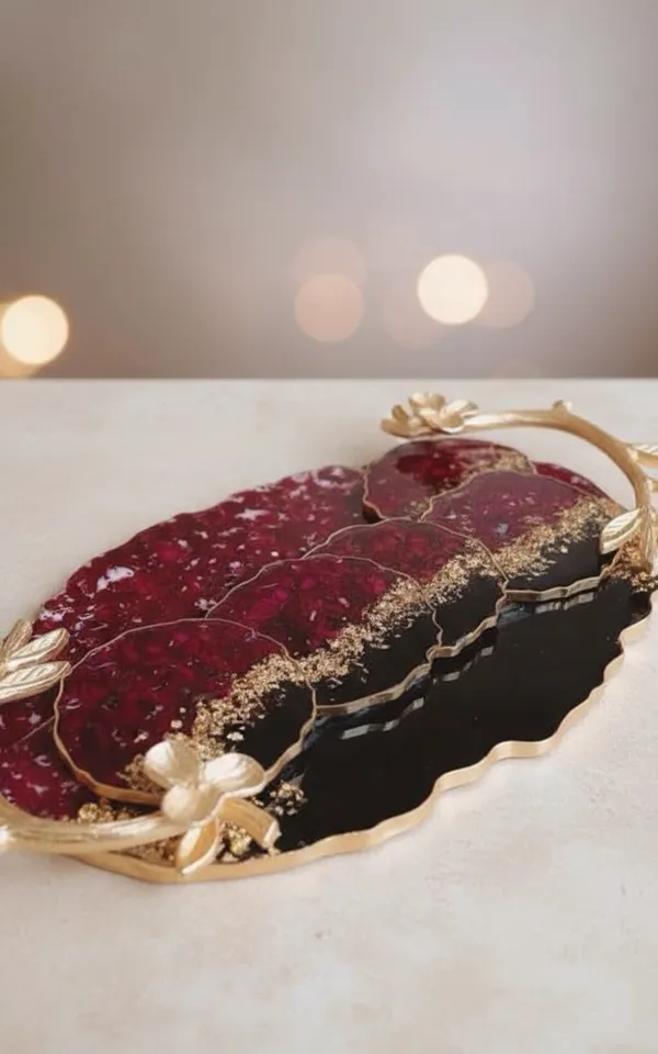 Elegant_Resin_Serving_Tray_And_Coaster_With_Gold-Tone_Handles