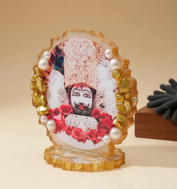 Decorative_Deshboard_Idol_Frame_With_Shyambaba_And_Pearl_Border