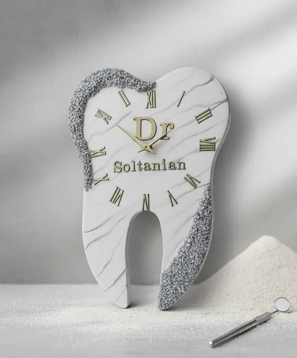 Decorative_Dr._Tooth-Shaped_Wall_Clock_With_Silver_Glitter_Border