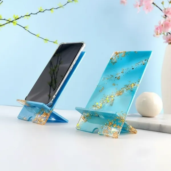 Resin_Phone_Stand_With_Gold_Foil_Accents_-_Turquoise_Blue