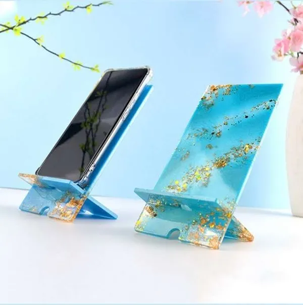 Resin_Phone_Stand_With_Gold_Foil_Accents_-_Turquoise_Blue
