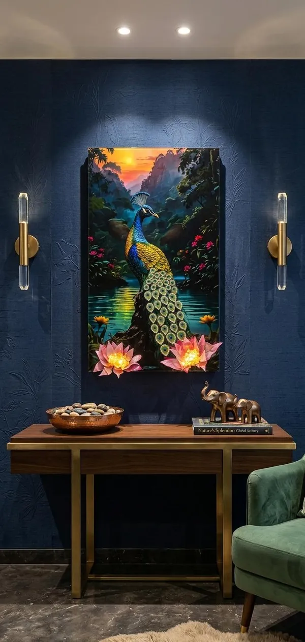 Vibrant_Peacock_With_3D_Resin_Lotus_Wall_Art_Painting