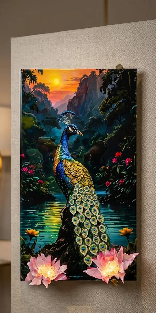Vibrant_Peacock_With_3D_Resin_Lotus_Wall_Art_Painting