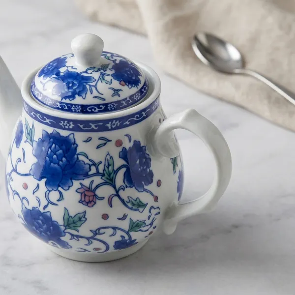 White_And_Blue_Ceramic_Floral_Traditional_Teapot_With_Lid