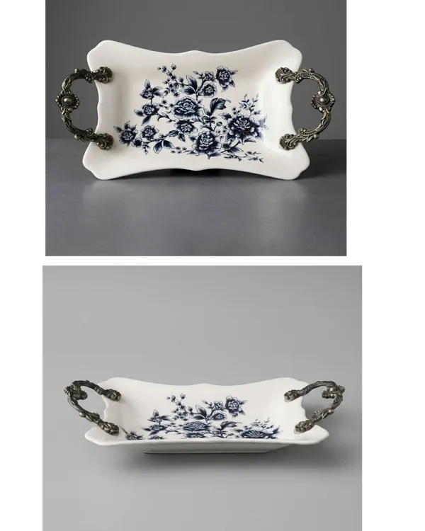 Off_White_Ceramic_Classic_Floral_Decorative_Tray_With_Metal_Handles