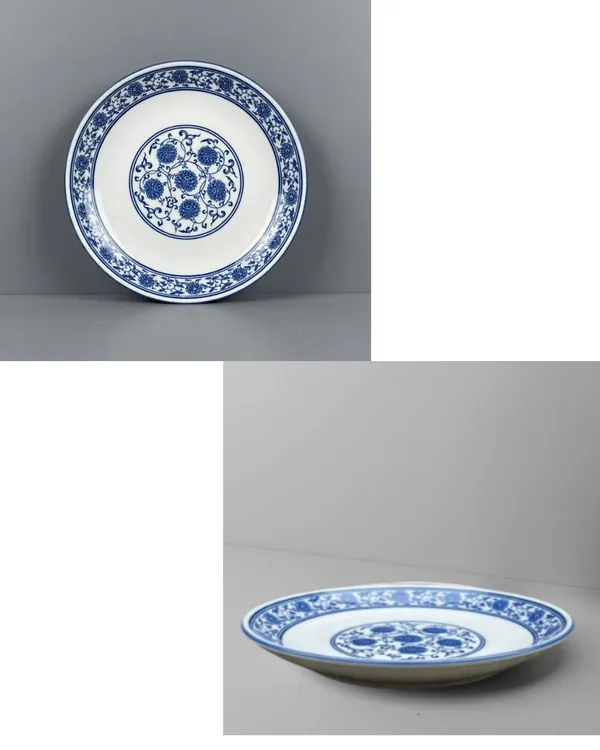White_And_Blue_Ceramic_Floral_Dinner_Platter