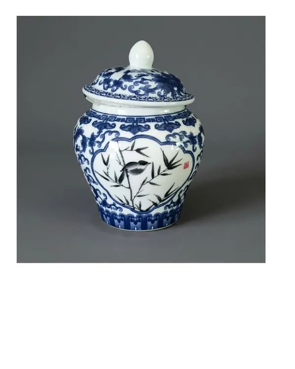 Multicolor_Ceramic_Chinese-Inspired_Floral_Bamboo_Ginger_Jar