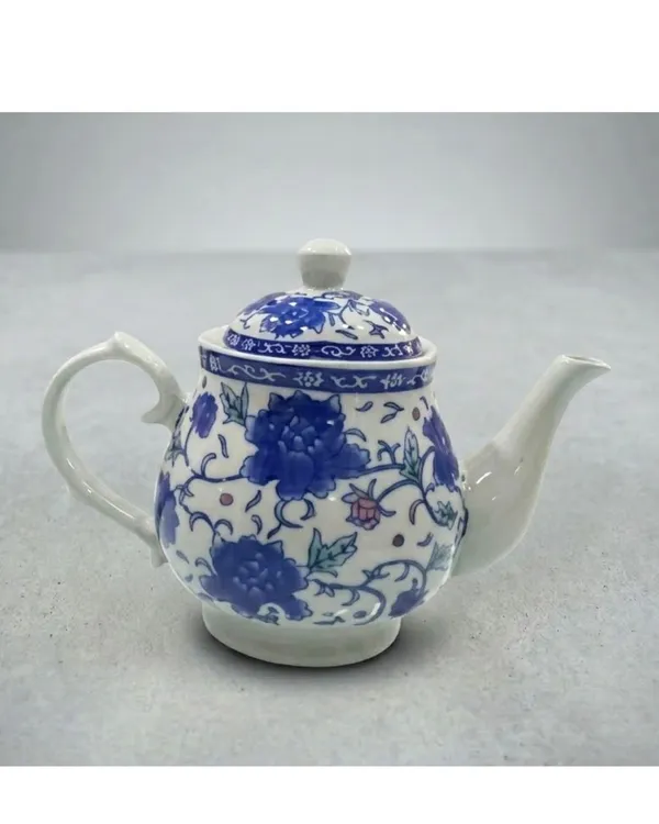 White_And_Blue_Ceramic_Floral_Traditional_Teapot_With_Lid