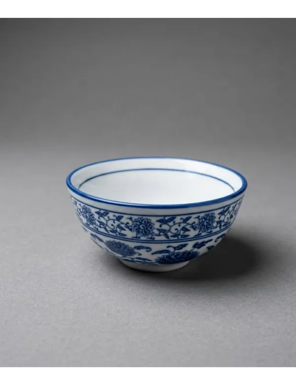 White_And_Blue_Ceramic_Oriental_Floral_Deep_Bowl