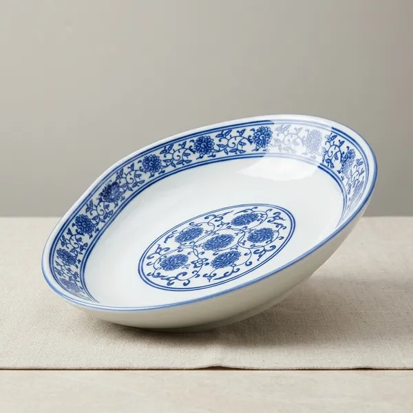 White_And_Blue_Ceramic_Floral_Dinner_Platter