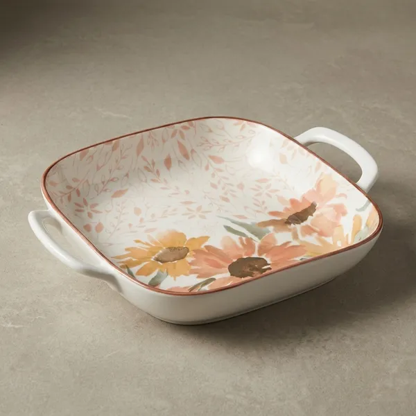 Multicolor_Ceramic_Rustic_Sunflower_Floral_Handled_Baking_Platter