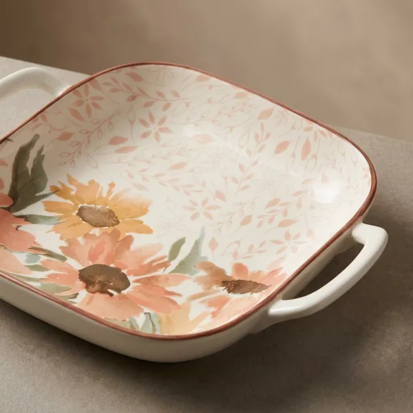 Multicolor_Ceramic_Rustic_Sunflower_Floral_Handled_Baking_Platter