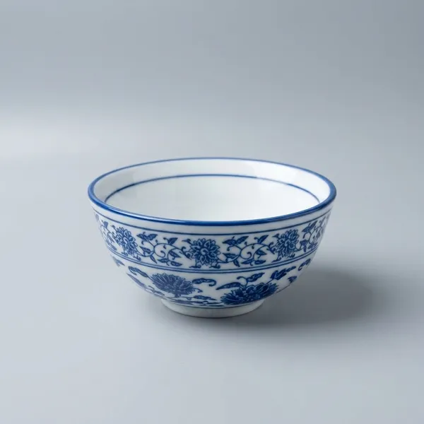 White_And_Blue_Ceramic_Oriental_Floral_Deep_Bowl