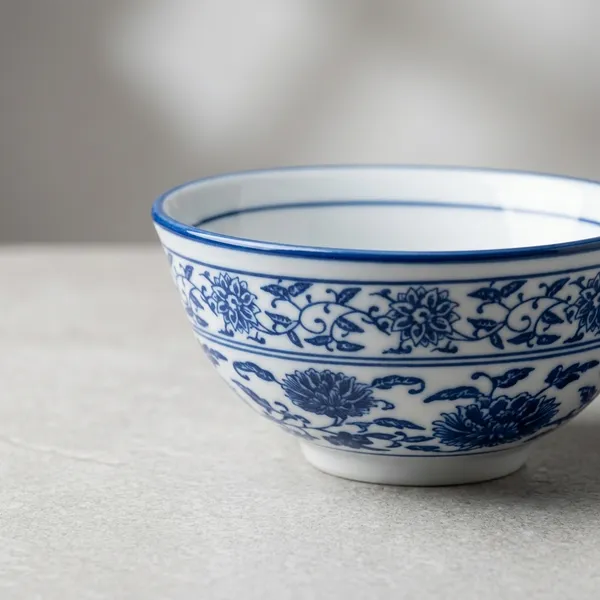 White_And_Blue_Ceramic_Oriental_Floral_Deep_Bowl