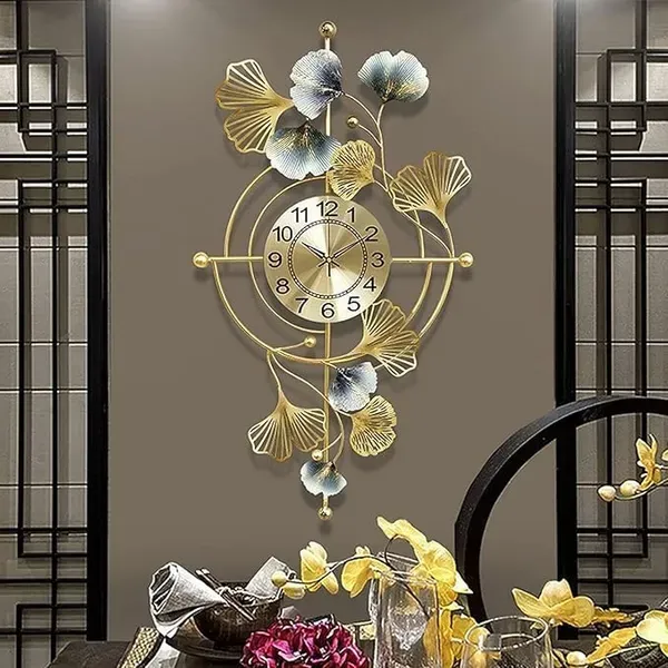 Gold_Luxuryginkgo_Leaf_Wall_Clockdecorative_Metal_Art_Timepiece