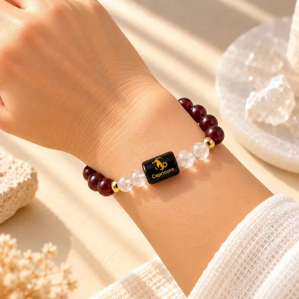 Garnet_Clear_Quartz_Capricorn_Zodiac_Bracelet_for_Women