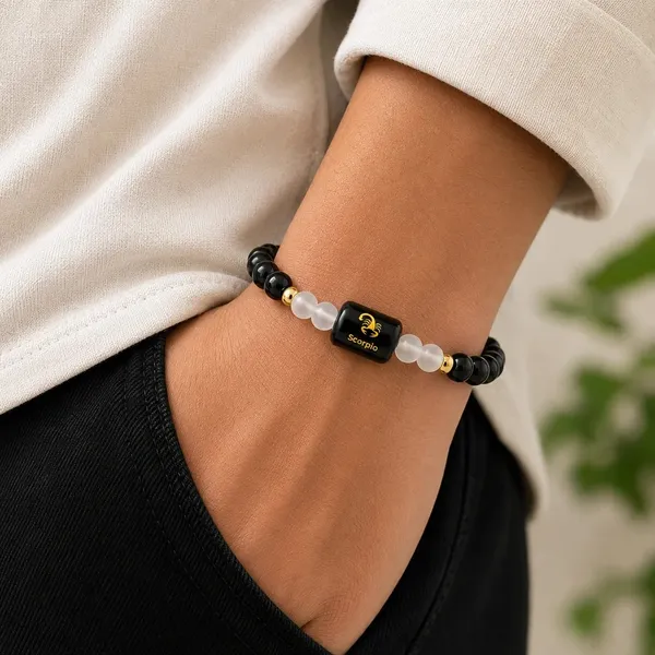 Black_Obsidian_And_Clear_Quartz_Scorpio_Zodiac_Bracelet