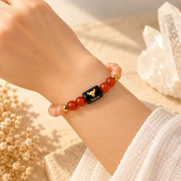 Taurus_(वृषभ_राशि)_Zodiac_Bracelet_-_Sunstone_&_Carnelian