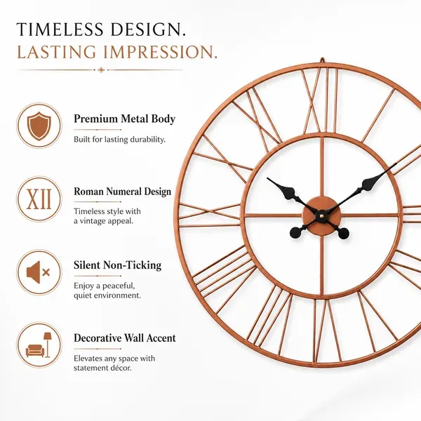 Rose_Gold_Metal_Roman_Numeral_Wall_Clock_For_Living_Room_Large_Vintage_Rou